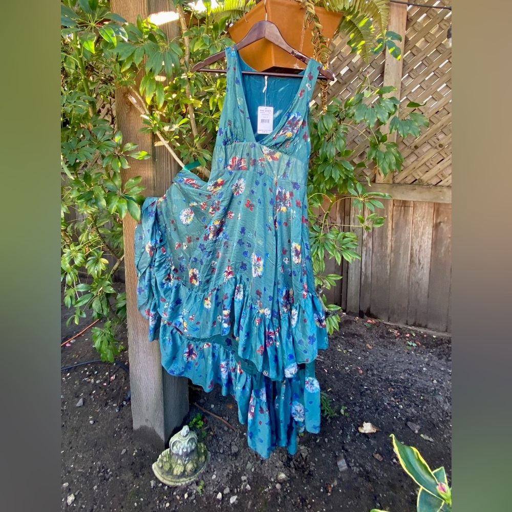 Free People Floral Blue-Green Maxi Dress